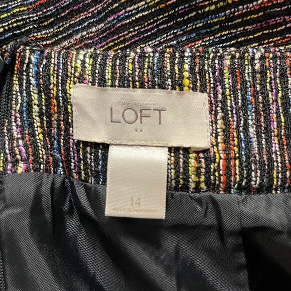 Ann Taylor Loft Women's Black Multi Stripe Tweed Skirt - Size 14 - Picture 5 of 5